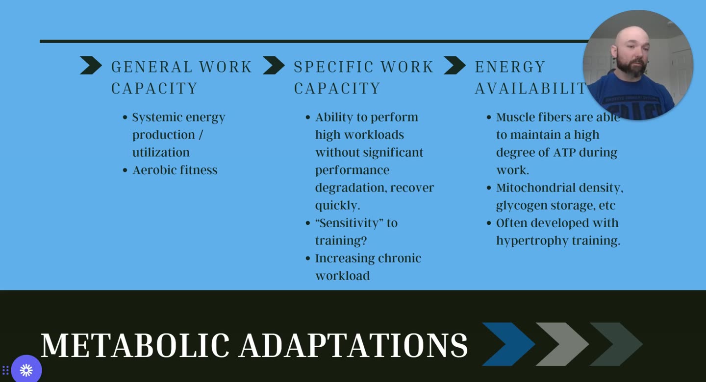 Folie Metabolic Adaptations: General Work Capacity, Specific Work Capacity, Energy Availability