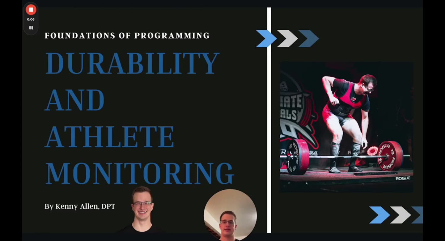 Titelfolie: Durability and Athlete Monitoring, by Kenny Allen, DPT