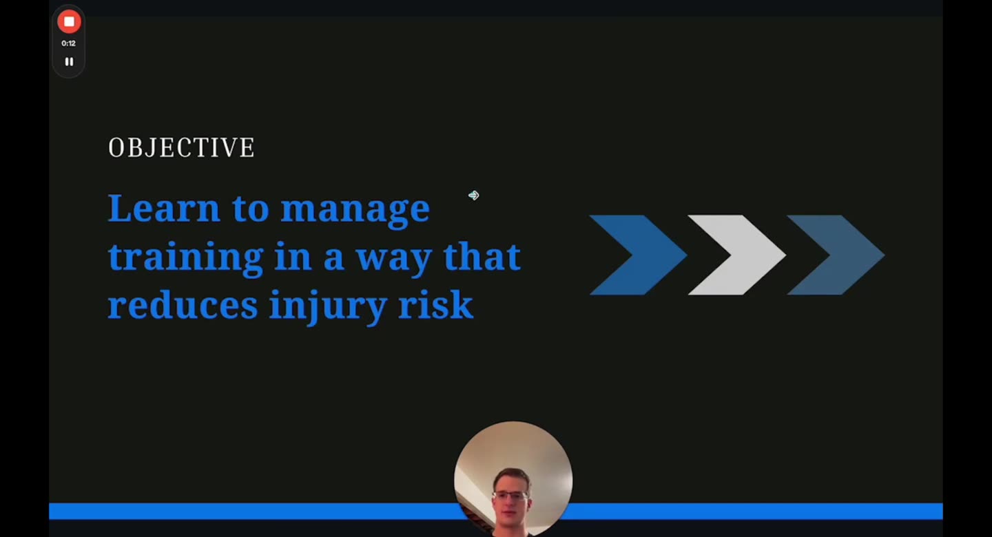 Folie Objective: Learn to manage training in a way that reduces injury risk