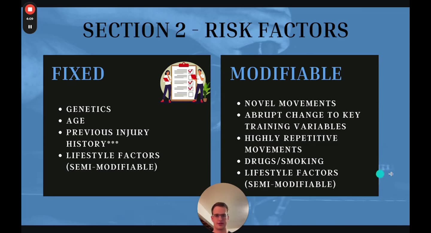 Folie Section 2: Risk Factors, unterteilt in Fixed und Modifiable