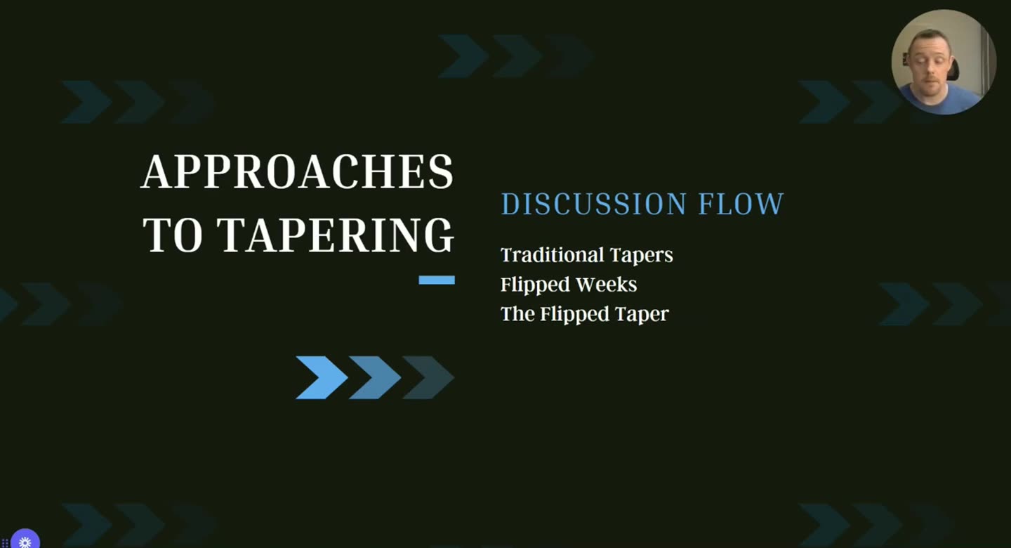 Folie Approaches to Tapering mit Traditional Tapers, Flipped Weeks und The Flipped Taper