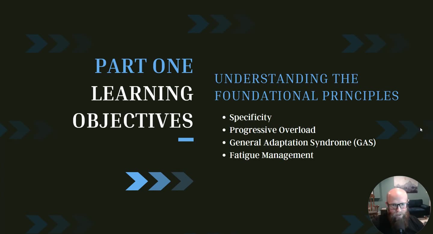 Folie Part One Learning Objectives mit vier Grundprinzipien