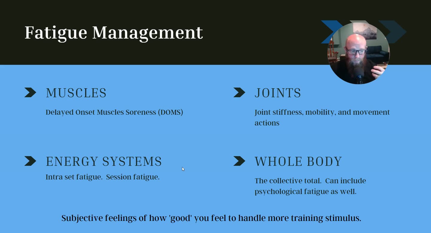 Folie Fatigue Management mit Muscles, Joints, Energy Systems und Whole Body