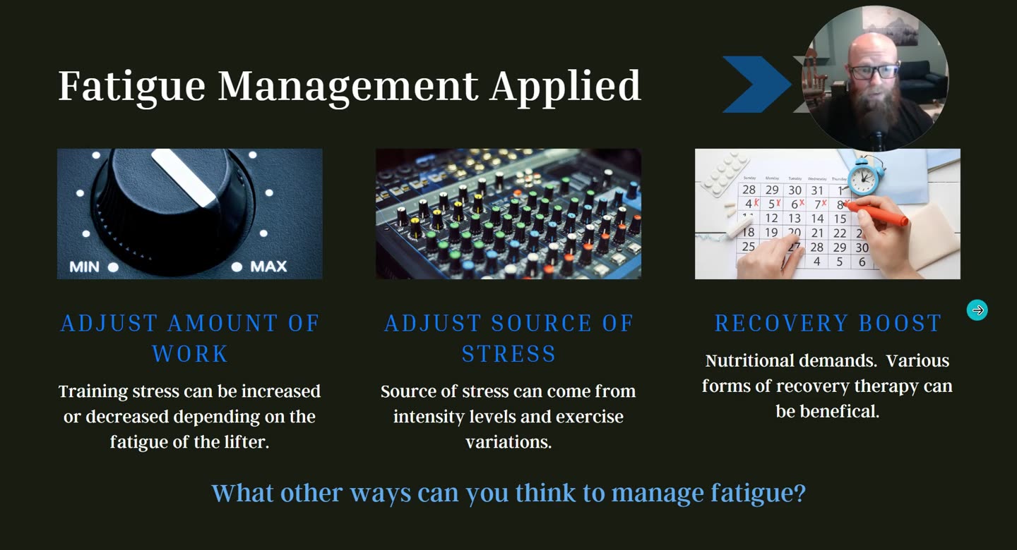Folie Fatigue Management Applied: Adjust Amount of Work, Adjust Source of Stress, Recovery Boost