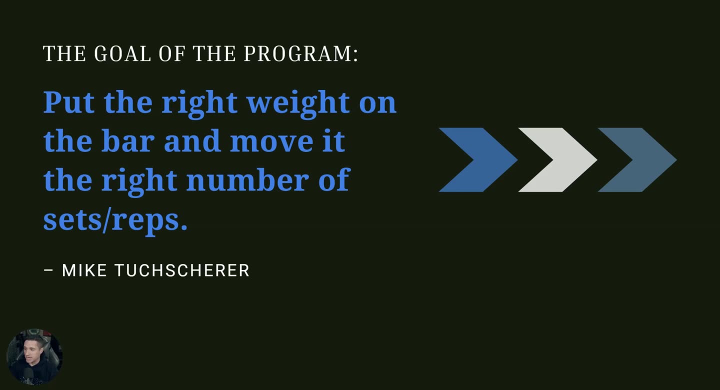 Folie The Goal of the Program mit dem Zitat von Mike Tuchscherer