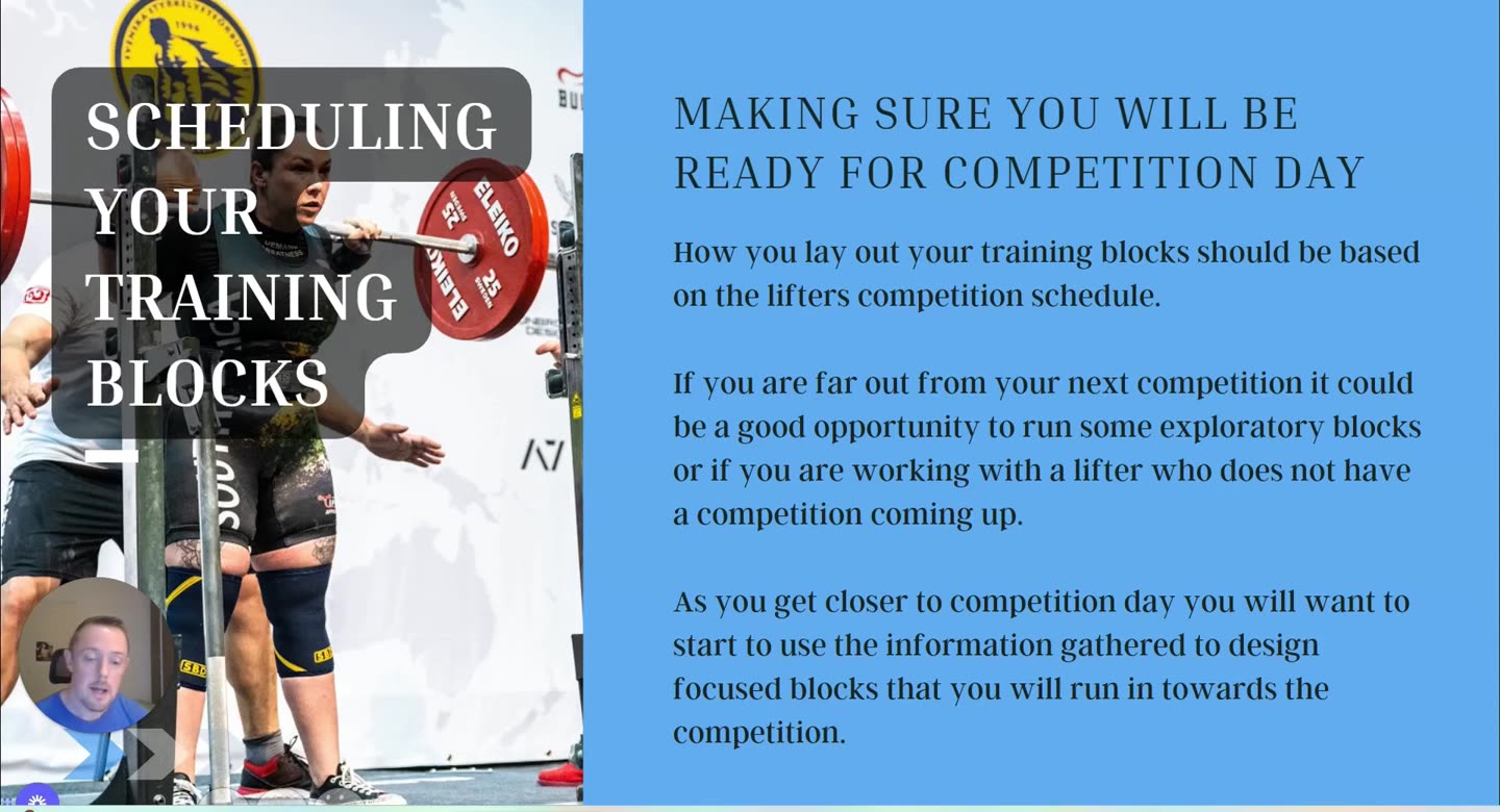 Folie Scheduling your training blocks: Making sure you will be ready for competition day