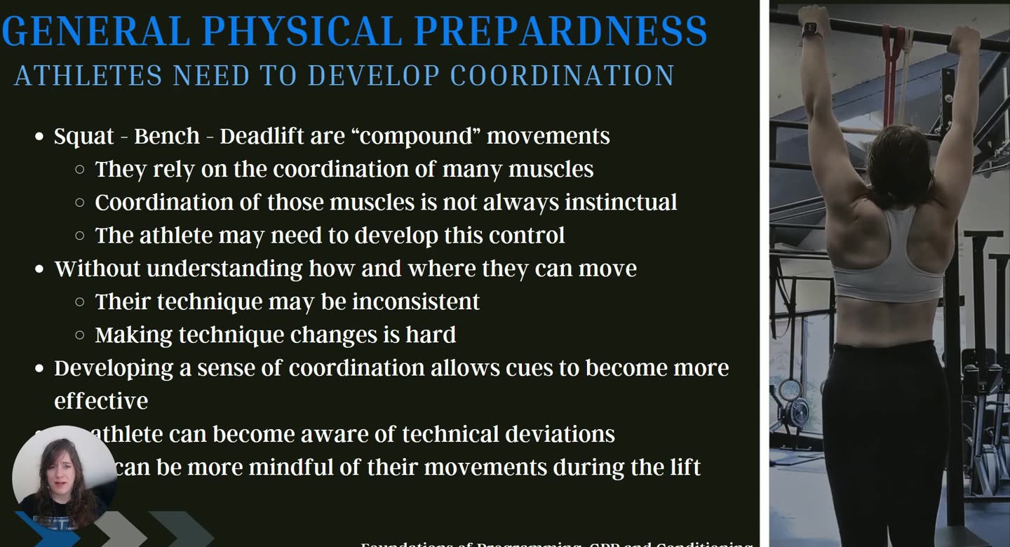 Folie General Physical Preparedness: Athletes need to develop coordination